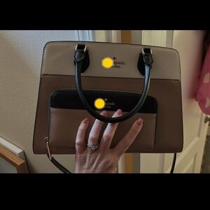 Kate Spade Tan and White Satchel with Gold Hardware and wallet